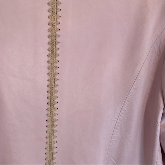 NWT ST. JOHN Lamb Leather Silk Light Pink Blazer Jacket 12 - Picture 7 of 16